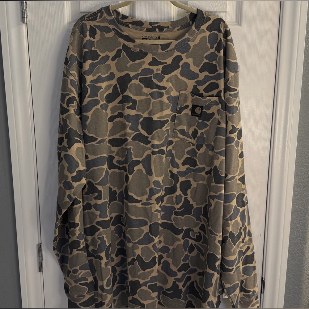Carhartt Khaki Vintage Camo Long Sleeve Men’s Shirt Big & Tall